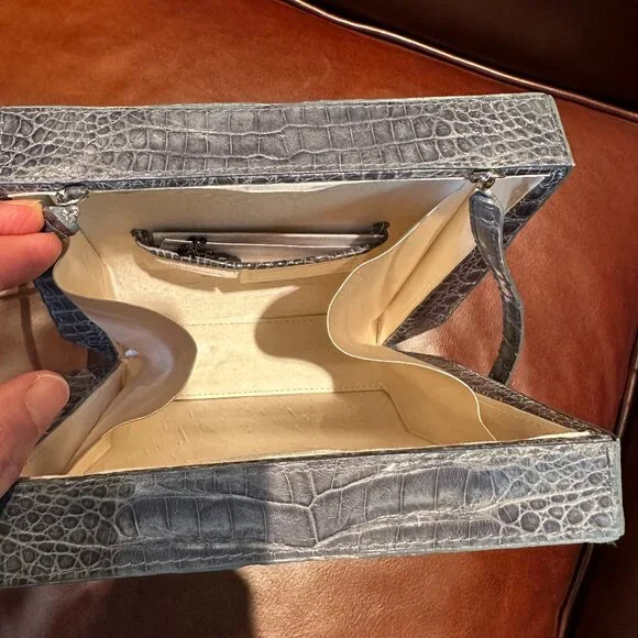 Nancy Gonzalez Crocodile Slate Blue Rectangular Prism Bag - Picture 3 of 8